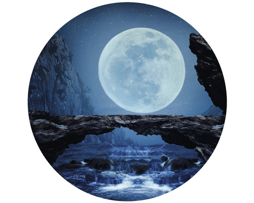 SPECIAL DECORATION Fotobehang vlies Waterval bij maanlicht ø 95 cm