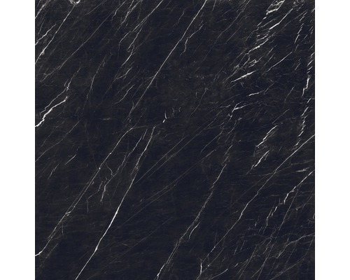 Wand- en Vloertegel Nero zwart gepolijst 120x120 cm gerectificeerd Tegelpatroon met marmerlook en fijne aders