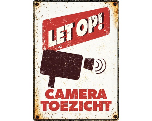 Metalen bord Camera toezicht! 21x14,8 cm