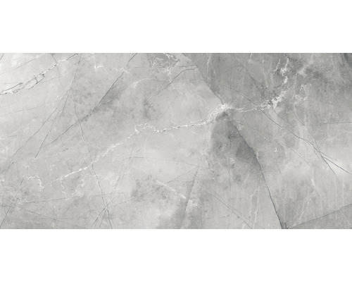 Wand- en Vloertegel Pulpis grijs gepolijst 60x120 cm gerectificeerd Tegelpatroon met marmerlook en nerf