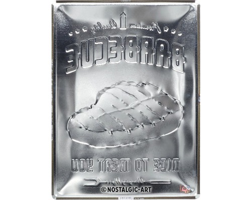 Metalen bord met barbecue-motief