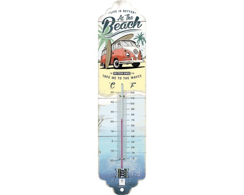 NOSTALGIC-ART Thermometer Volkswagen Bulli Beach 6,5x28 cm