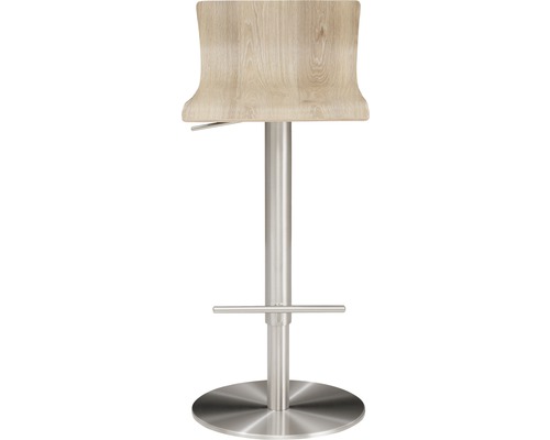 Barkruk met houten rugleuning en voetensteun