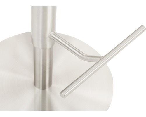 Detailopname van de voet en voetensteun van een metalen barkruk