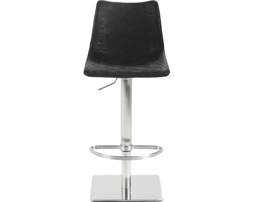 Barkruk met leren zitting en metalen voet