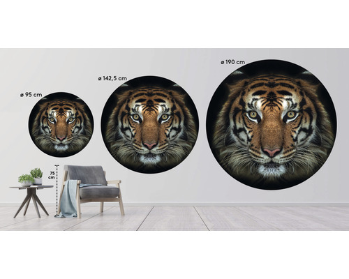 Decoratieve muursticker met tijgerkop in verschillende formaten