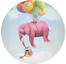 SPECIAL DECORATION Fotobehang vlies Olifant met ballonnen ø 142,5 cm