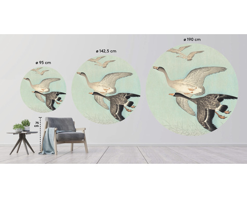 Decoratieve muurschildering met vliegende ganzen in drie formaten