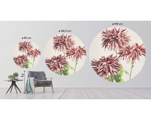 Decoratieve muursticker met bloemmotief in verschillende groottes in een kamer