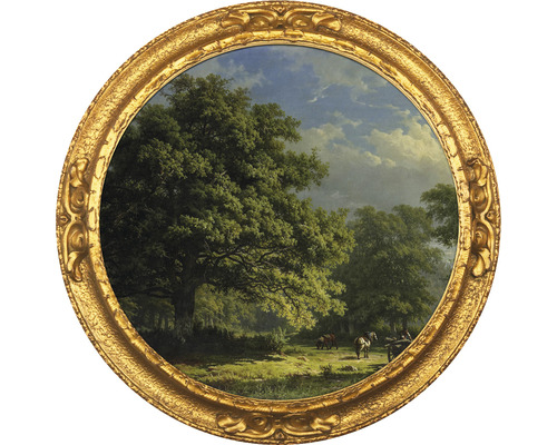 SPECIAL DECORATION Fotobehang vlies George Andries Roth Bentheimse bos ø 142,5 cm Schilderij met landschap in gouden lijst