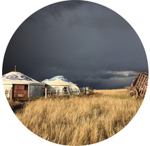 SPECIAL DECORATION Fotobehang vlies Mongolie Yurts ø 142,5 cm