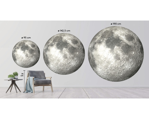 Decoratieve maan muurstickers in verschillende maten in de woonkamer
