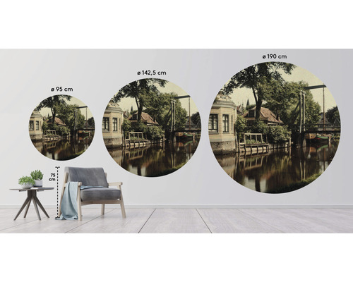 Wanddecoratie met historisch grachtmotief in drie maten