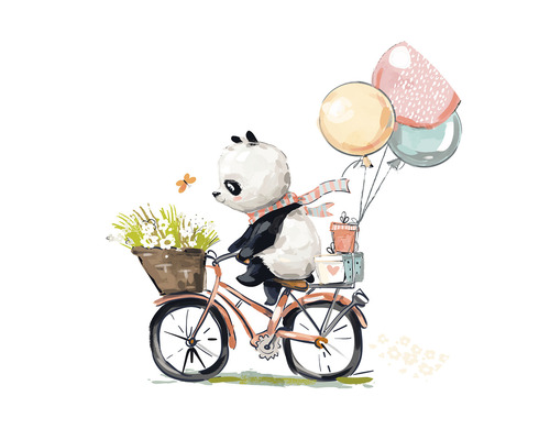 SPECIAL DECORATION Fotobehang vlies Panda op fietsje ø 142,5 cm