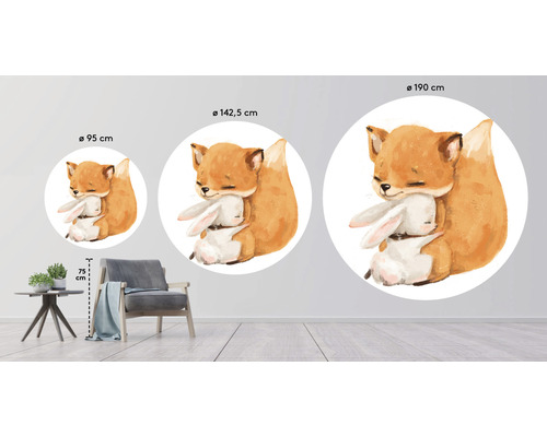 Muursticker met vos en haas in de maten 95 cm, 142,5 cm en 190 cm