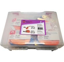 Set spanbanden in transparante kunststof koffer