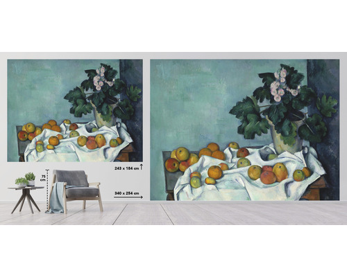 Wandafbeelding Stilleven met appels en potplant, schilderij