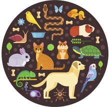 SPECIAL DECORATION Fotobehang vlies Dierenillustraties ø 190 cm