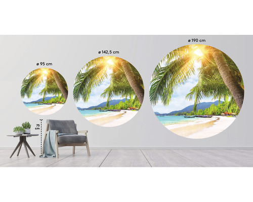 Decoratieve muurafbeelding met strandmotief in verschillende formaten