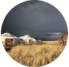 SPECIAL DECORATION Fotobehang vlies Mongolie Yurts ø 190 cm