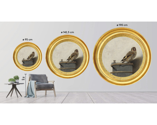 Decoratieve wanddecoratie met vogelmotieven en gouden lijst in verschillende maten