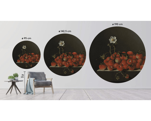 Wanddecoratie met aardbeienmotief in drie verschillende formaten