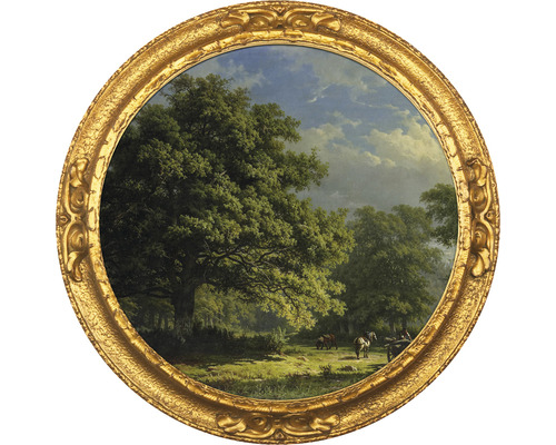 SPECIAL DECORATION Fotobehang vlies George Andries Roth Bentheimse bos ø 190 cm Schilderij met landschapsvoorstelling in gouden lijst