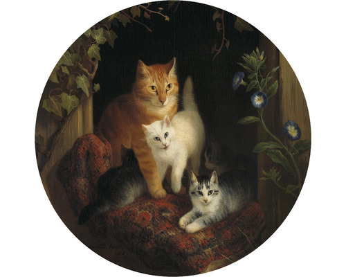 SPECIAL DECORATION Fotobehang vlies Henriette Ronner-Knip Katten ø 190 cm Schilderij van een kat met kittens