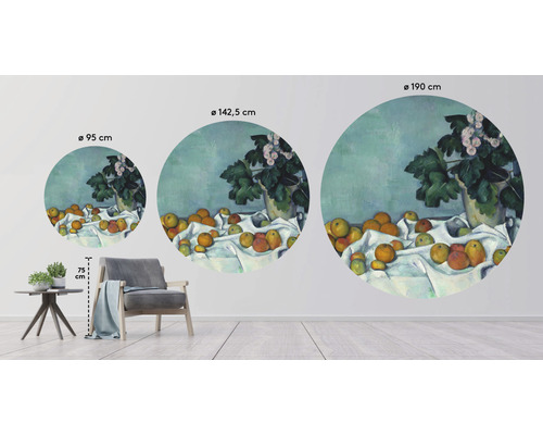 Decoratieve muursticker Stilleven met appels en bloemen in drie maten