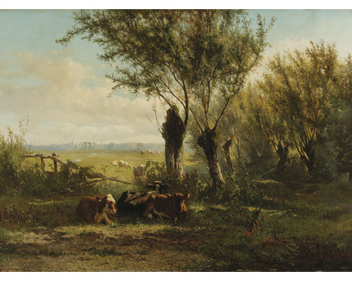 SPECIAL DECORATION Fotobehang vlies Bilders Weiland 243x184 cm Schilderij van een landelijk tafereel met koeien onder bomen in een weiland