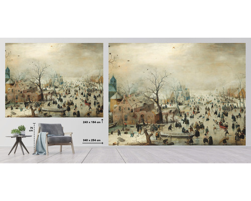 Wandafbeelding met winterlandschap van Pieter Bruegel de Oude, verschillende formaten beschikbaar
