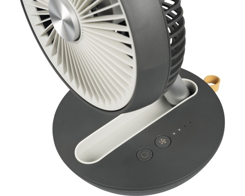 Tafelventilator met ronde voet en bedieningsknoppen