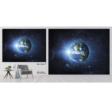 Fotobehang met aarde motief en heelal achtergrond in twee formaten