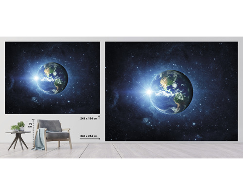 Wandafbeelding met aardemotief in de ruimte, 340 x 254 centimeter