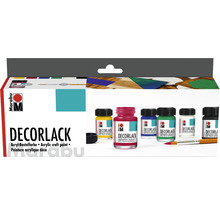 Marabu Decorlack acrylverfset met diverse kleuren en een penseel