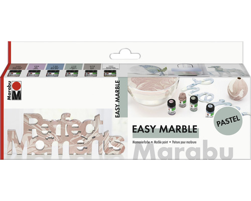 MARABU Marmerverf easy marble set pastel Marabu Easy Marble verf pastel set
