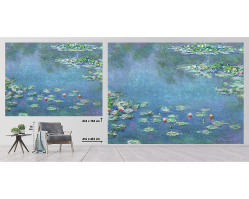 Muurafbeelding met waterlelies in twee formaten