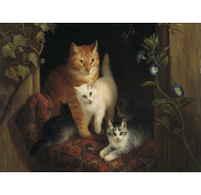 Schilderij van een kat met kittens