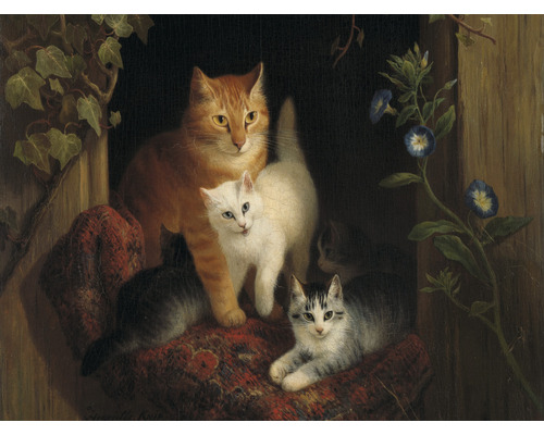 SPECIAL DECORATION Fotobehang vlies Henriette Ronner-Knip Katten 340x254 cm Schilderij van een kat met kittens