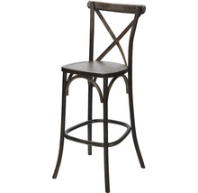 Houten barkruk met kruislingse rugleuning