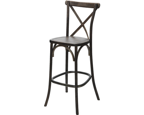 Houten barkruk met kruislingse rugleuning