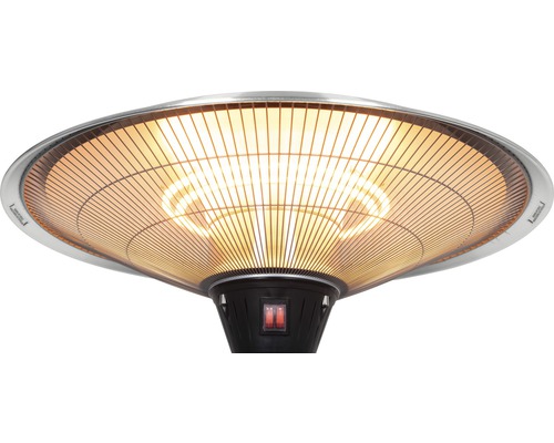 Close-up van een terrasverwarmer met beschermrooster