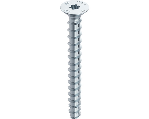 HECO MULTI-MONTI-plus F Betonschroef 7,5x50 mm platverzonken kop Torx T40 blauw verzinkt, 100 stuks Enkele schroef met Torx aandrijving