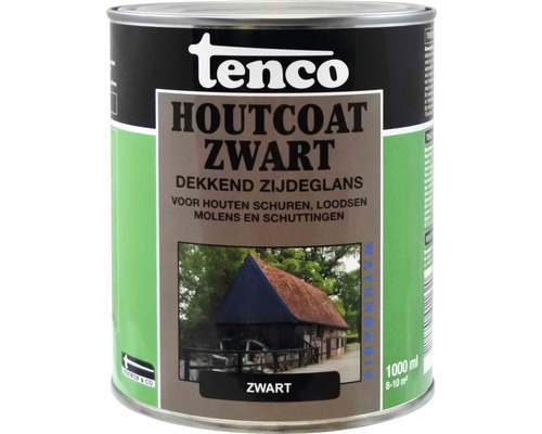 TENCO Houtcoat dekkend zijdeglans zwart 1 l Tenco Houtcoat Zwart, blik van 1000 ml