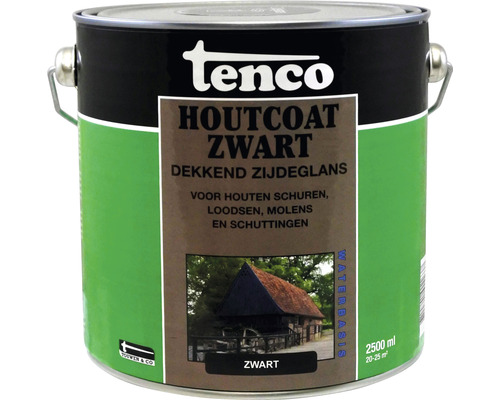 TENCO Houtcoat dekkend zijdeglans zwart 2,5 l Tenco Houtcoat zwarte lak, blik