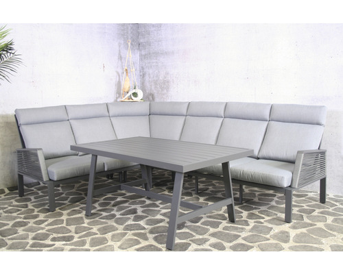 SENS-LINE Lounge diningset Rio aluminium grijs incl. kussens 209x269cm