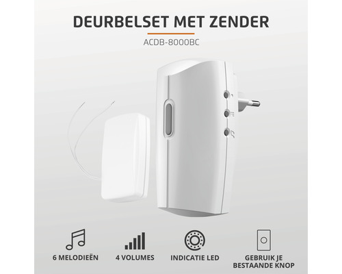 Draadloze deurbelset met zender