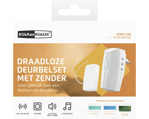 Draadloze deurbelset met zender
