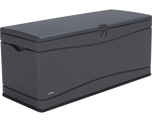 Grijze tuinkist voor het opbergen van tuinaccessoires