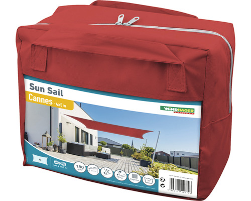 Windhager zonnescherm Cannes 4x5 meter in rode draagtas